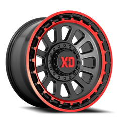 XD Series Omega XD856 SB-RT 17x9 +18 6x135mm 106.1mm Satin Black Machined Lip-Red Tint