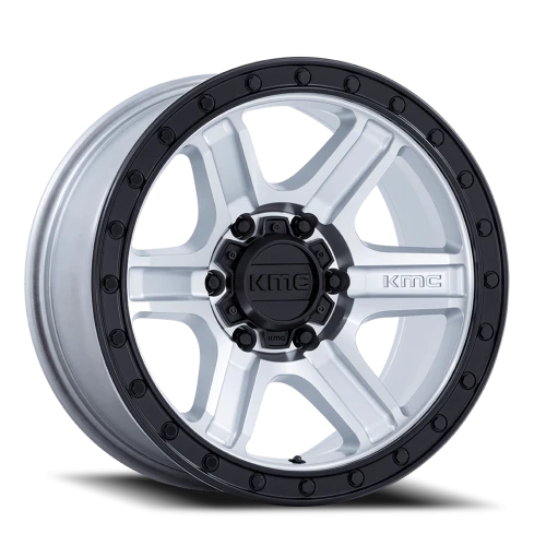 KMC Outrun KM551 MGBL 17x8.5 +18 6x139.7mm 106.1mm Machined Silver Gloss Black Lip