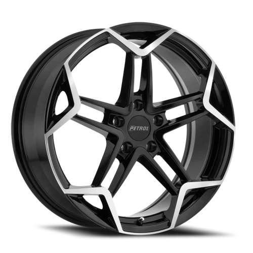 Petrol P1A GBM 18x8 +40 5x114.3mm 76.1mm Gloss Black Machined Cut Face