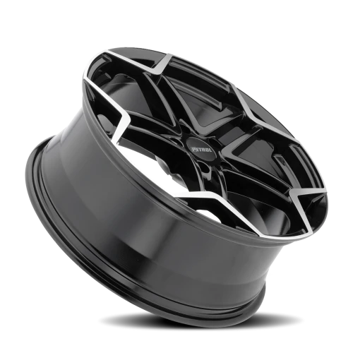 Petrol P1A GBM 19x8 +35 5x100mm 72.1mm Gloss Black Machined Cut Face