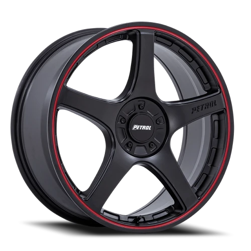 Petrol P2E MBRL 19x8 +35 5x112mm 74.1mm Matte Black Red Lip