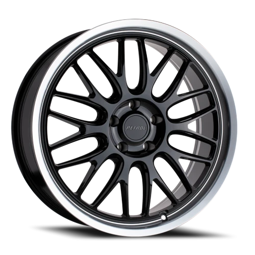 Petrol P4C GBM 19x8 +40 5x115mm 76.1mm Gloss Black Machined Lip