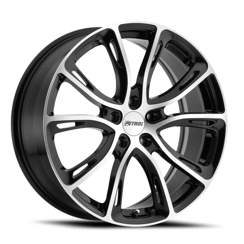 Petrol P5A GBM 18x8 +40 5x114.3mm 76.1mm Gloss Black Machined Cut Face