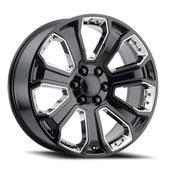 Performance Replica PR113 GB 22x9 +24 6x139.7mm 78.3mm Gloss Black Chrome Accents