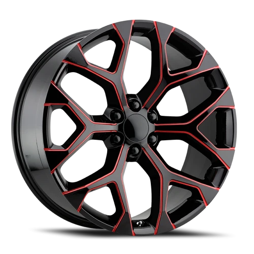 Performance Replica PR176 MR 26x10 +24 6x139.7mm 78.1mm Gloss Black Red Milled