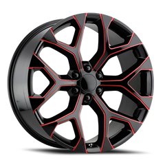 Performance Replica PR176 MR 26x10 +24 6x139.7mm 78.1mm Gloss Black Red Milled