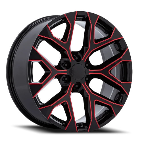 Performance Replica PR177 MR 22x9 +24 6x139.7mm 78.1mm Gloss Black Red Milled