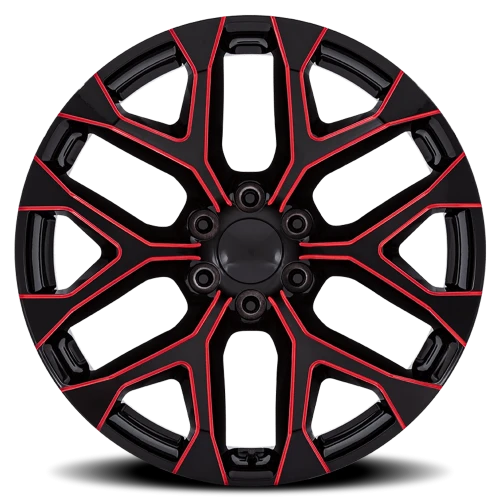 Performance Replica PR177 MR 22x9 +24 6x139.7mm 78.1mm Gloss Black Red Milled