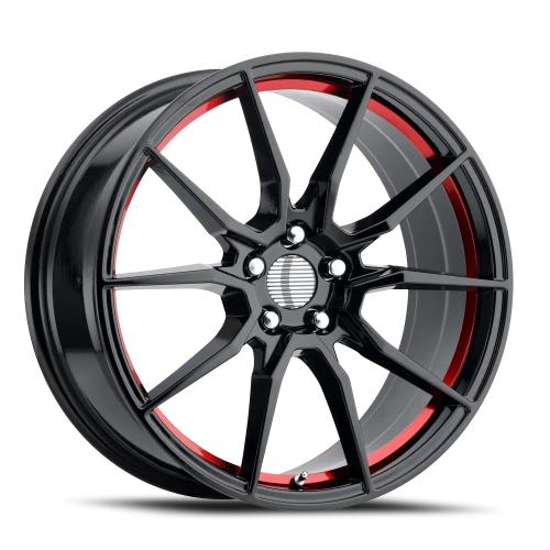 Performance Replica PR193 GBR 18x9 +30 5x114.3mm 70.6mm Gloss Black Red Machined