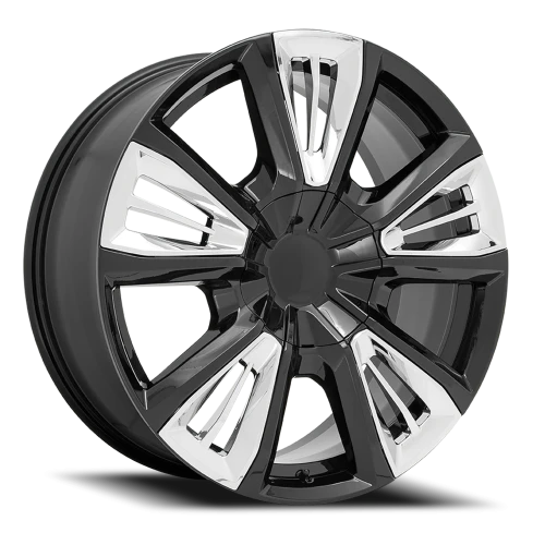 Performance Replica PR212 GB 22x9 +28 6x139.7mm 78.1mm Gloss Black Chrome Accents