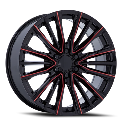 Performance Replica PR223 GBMR 24x10 +28 6x139.7mm 78.1mm Gloss Black Milled Red