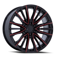 Performance Replica PR223 GBMR 22x9 +28 6x139.7mm 78.1mm Gloss Black Milled Red