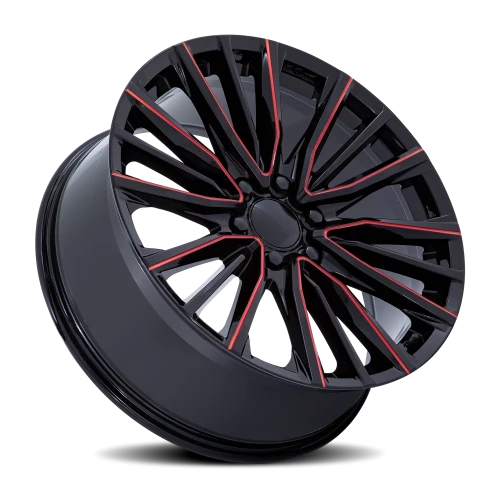 Performance Replica PR223 GBMR 24x10 +28 6x139.7mm 78.1mm Gloss Black Milled Red