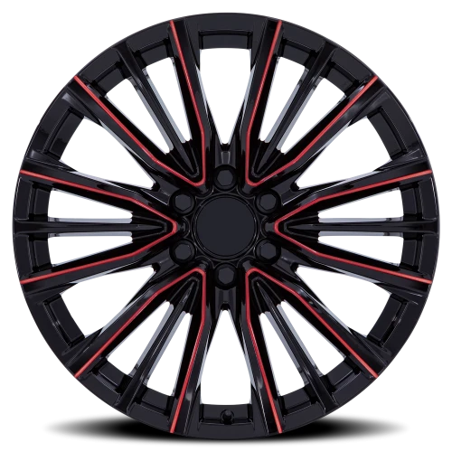 Performance Replica PR223 GBMR 22x9 +28 6x139.7mm 78.1mm Gloss Black Milled Red