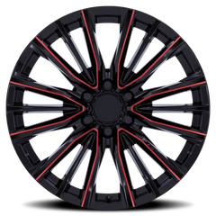 Performance Replica PR223 GBMR 24x10 +28 6x139.7mm 78.1mm Gloss Black Milled Red