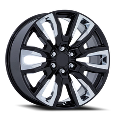 Performance Replica PR225 GB 24x10 +31 6x139.7mm 78.1mm Gloss Black Chrome Accents