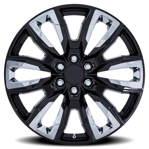 Performance Replica PR225 GB 22x9 +28 6x139.7mm 78.1mm Gloss Black Chrome Accents
