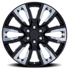 Performance Replica PR225 GB 22x9 +28 6x139.7mm 78.1mm Gloss Black Chrome Accents