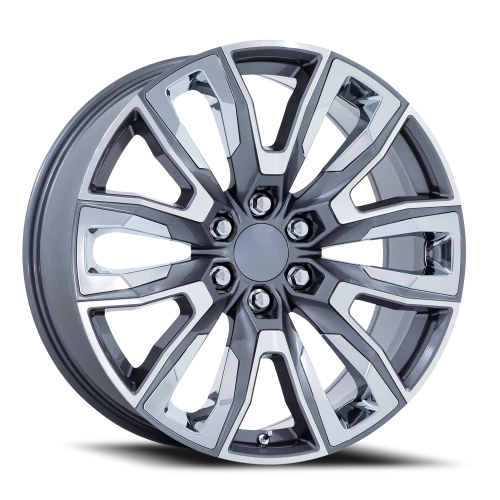 Performance Replica PR225 G 22x9 +28 6x139.7mm 78.1mm Gloss Gunmetal Machined-Chrome Accents