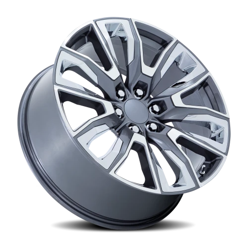 Performance Replica PR225 G 24x10 +31 6x139.7mm 78.1mm Gloss Gunmetal Machined-Chrome Accents
