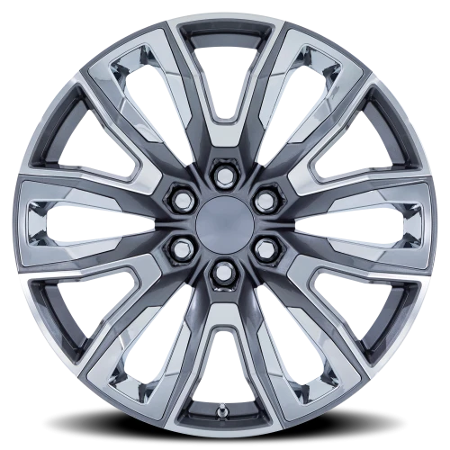 Performance Replica PR225 G 22x9 +28 6x139.7mm 78.1mm Gloss Gunmetal Machined-Chrome Accents