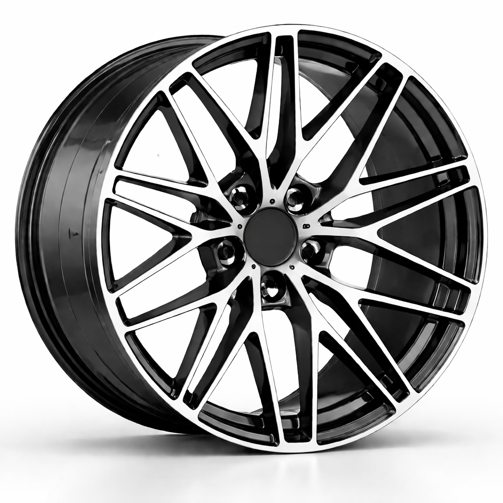 Porsche PR 26 21x9.5 5x112 et26 66.6 BLACK MACHINED FACE