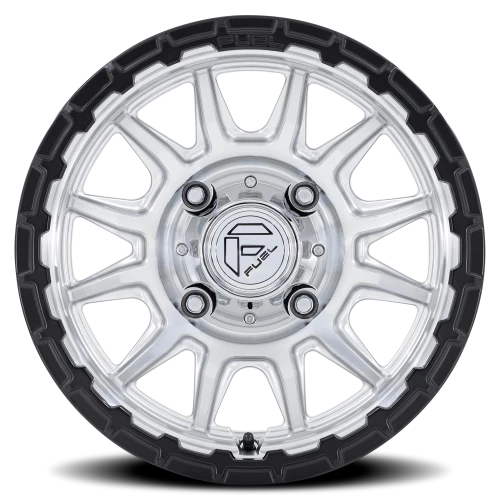 Fuel Piston UTV FV866SB 15x7 +38 4x156mm 115.1mm Machined Hyper Silver Machined Face-Matte Black Lip