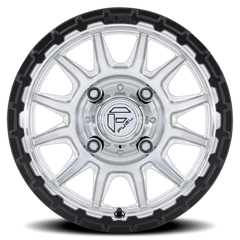 Fuel Piston UTV FV866SB 15x7 +10 4x137mm 96mm Machined Hyper Silver Machined Face-Matte Black Lip