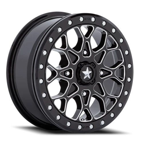 MSA Portal Beadlock M48 GB-M 15x6 +38 4x137mm 96mm Gloss Black Milled-Gloss Black Ring