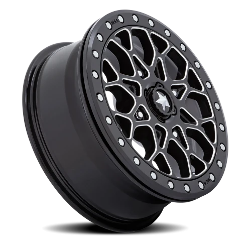 MSA Portal Beadlock M48 GB-M 15x6 +38 4x137mm 96mm Gloss Black Milled-Gloss Black Ring