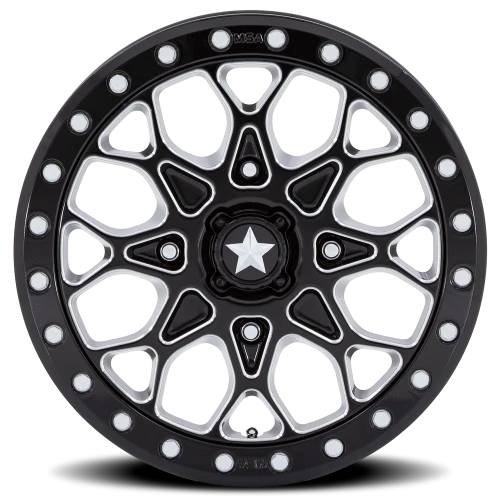 MSA Portal Beadlock M48 GB-M 15x6 +38 4x137mm 96mm Gloss Black Milled-Gloss Black Ring