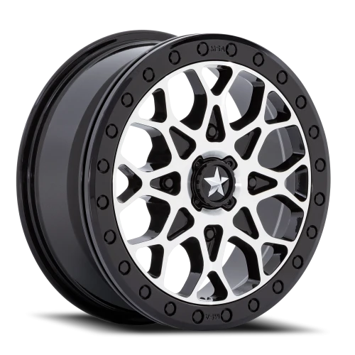 MSA Portal Beadlock M48 GBM 15x6 +38 4x156mm 115.1mm Gloss Black Machined-Gloss Black Ring
