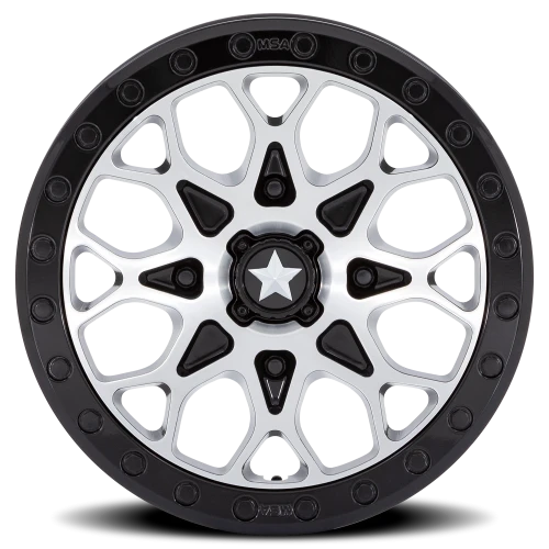 MSA Portal Beadlock M48 GBM 15x6 +38 4x110mm 86mm Gloss Black Machined-Gloss Black Ring