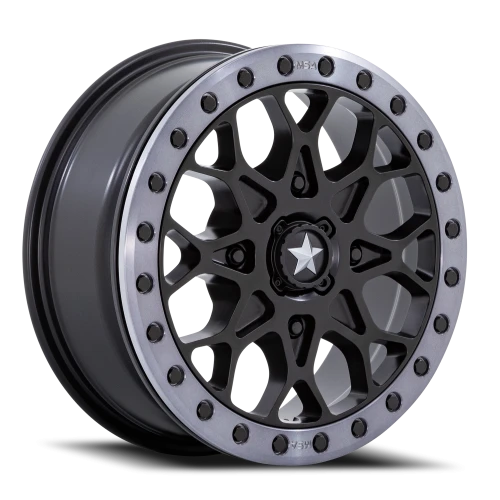 MSA Portal Beadlock M48 SB 15x6 +38 4x137mm 86mm Satin Black Gray Tint Ring