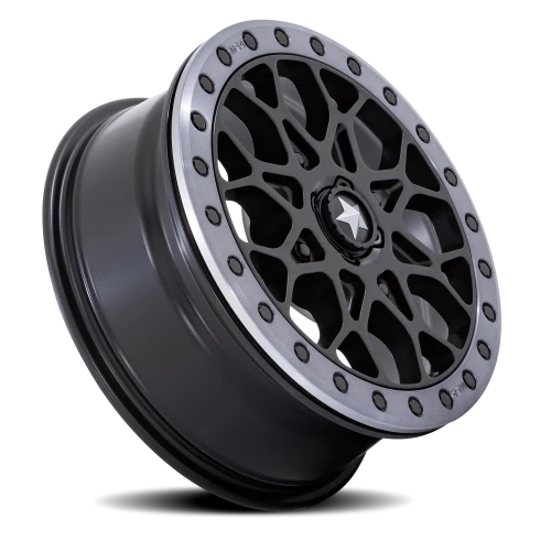 MSA Portal Beadlock M48 SB 15x6 +38 4x137mm 86mm Satin Black Gray Tint Ring