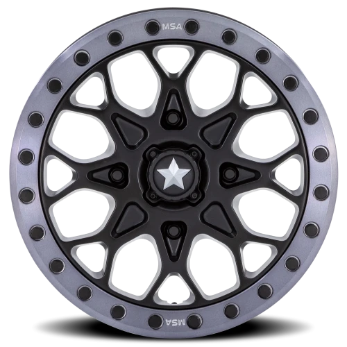 MSA Portal Beadlock M48 SB 15x6 +38 4x137mm 86mm Satin Black Gray Tint Ring
