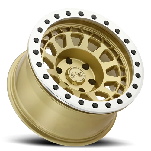 Black Rhino Primm Beadlock GLD 17x8.5 -38 5x114.3mm 71.6mm Matte Gold Machined Ring-Black Bolts