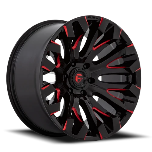 Fuel Quake D829 18x9 +1 6x135mm 87.1mm Gloss Black Milled Red