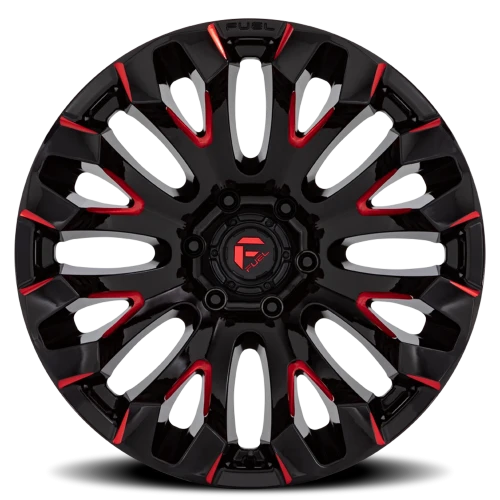 Fuel Quake D829 18x9 +1 8x180mm 124.2mm Gloss Black Milled Red