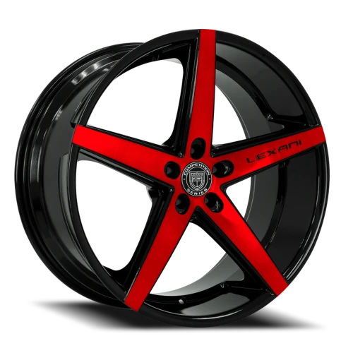 Lexani Wheels R-Four R04 RTB 22x9 +25 5x120mm 74.1mm Gloss Black Brushed Red