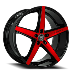 Lexani Wheels R-Four R04 RTB 22x10 +38 5x112mm 74.1mm Gloss Black Brushed Red