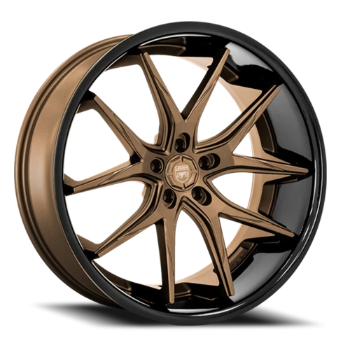 Lexani Wheels R-Twelve R-12 BZSSB 20x10 +40 5x120mm 74.1mm Satin Bronze Gloss Black Lip