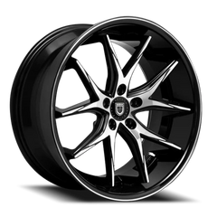 Lexani Wheels R-Twelve R12 SBSSB 20x8.5 +35 5x114.3mm 74.1mm Satin Black Gloss Black Stainless Steel Lip