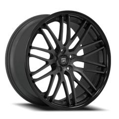 Lexani Wheels R-Twenty R20 SBSSB 20x9 +32 5x120.65mm 74.1mm Satin Black Gloss Black Stainless Steel Lip