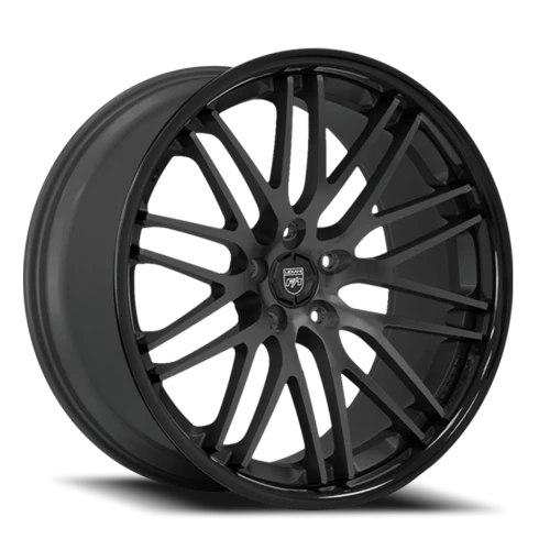 Lexani Wheels R-Twenty R20 SBSSB 22x9 +30 5x127mm 74.1mm Satin Black Gloss Black Stainless Steel Lip