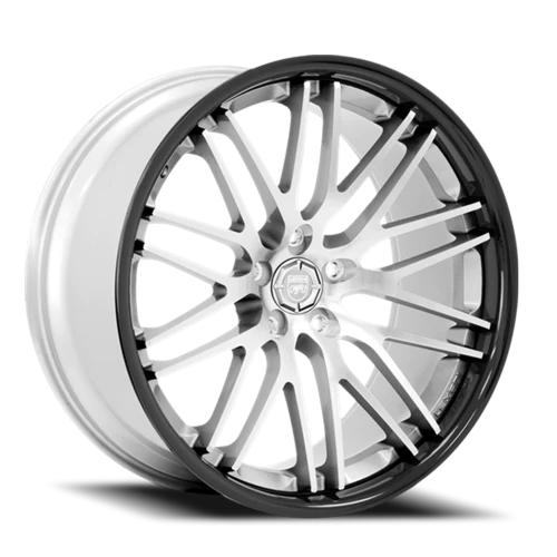 Lexani Wheels R-Twenty R20 SMGB 22x9 +38 5x114.3mm 74.1mm Silver Machined Face-Black Stainless Steel Lip