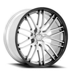 Lexani Wheels R-Twenty R20 SMGB 22x9 +25 5x120mm 74.1mm Silver Machined Face-Black Stainless Steel Lip