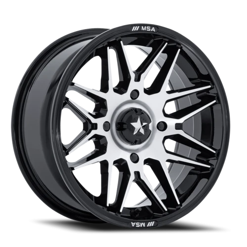 MSA Radar UTV M52 BD 14x7 +10 4x156mm 115.1mm Gloss Black Machined Face