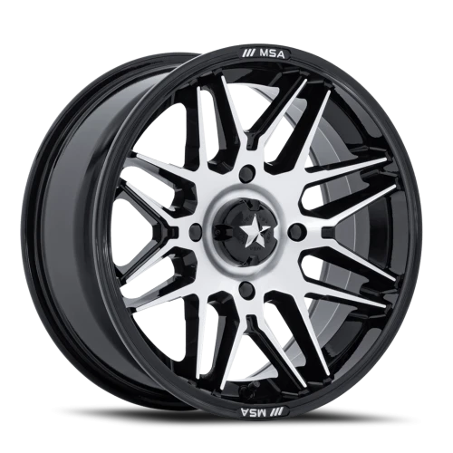 MSA Radar UTV M52 BD 14x7 +10 5x114.3mm 72.56mm Gloss Black Machined Face