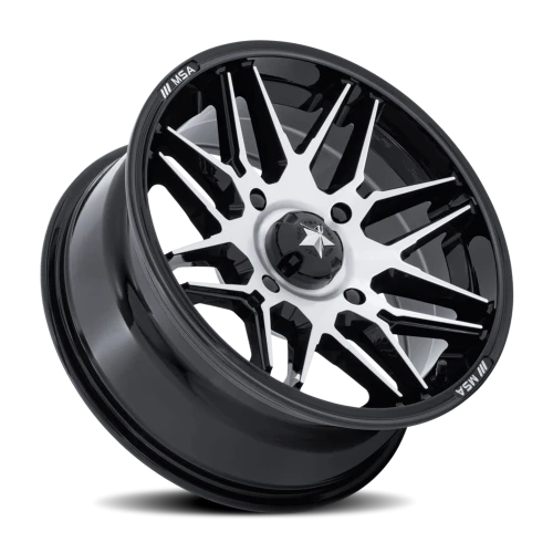 MSA Radar UTV M52 BD 16x7 +10 5x114.3mm 72.56mm Gloss Black Machined Face